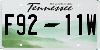 TN license plate F9211W