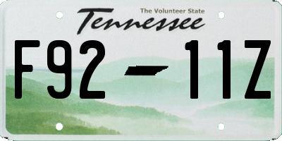 TN license plate F9211Z
