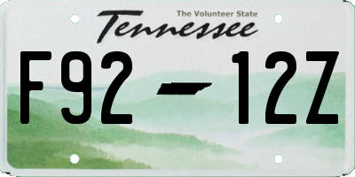 TN license plate F9212Z