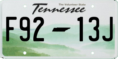 TN license plate F9213J