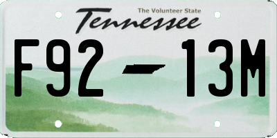 TN license plate F9213M