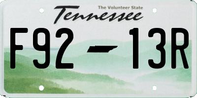 TN license plate F9213R