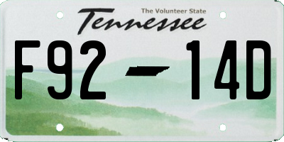 TN license plate F9214D