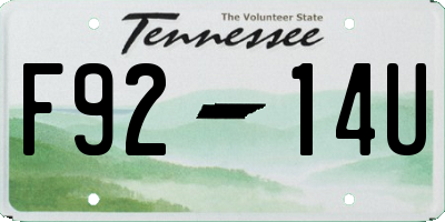 TN license plate F9214U
