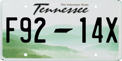 TN license plate F9214X