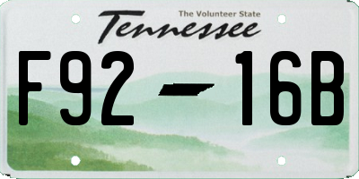 TN license plate F9216B