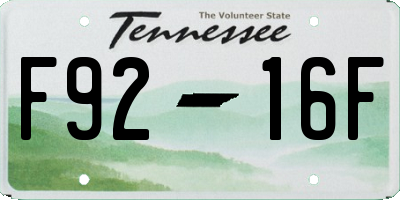 TN license plate F9216F