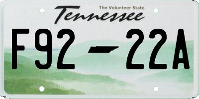 TN license plate F9222A
