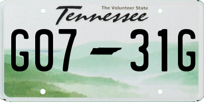 TN license plate G0731G
