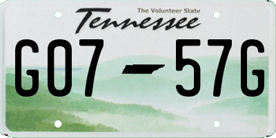 TN license plate G0757G