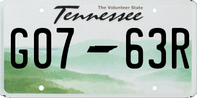 TN license plate G0763R