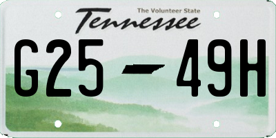 TN license plate G2549H