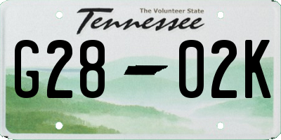 TN license plate G2802K