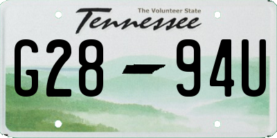 TN license plate G2894U