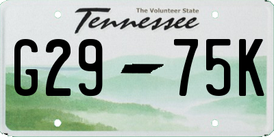 TN license plate G2975K