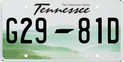 TN license plate G2981D