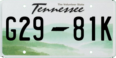 TN license plate G2981K
