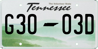 TN license plate G3003D