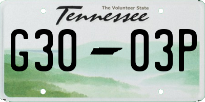 TN license plate G3003P