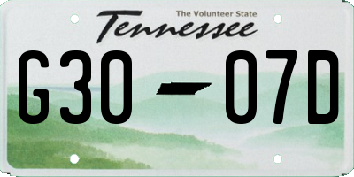 TN license plate G3007D