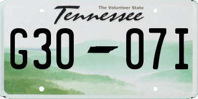 TN license plate G3007I