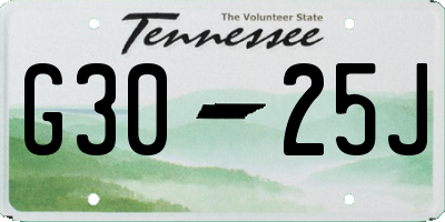 TN license plate G3025J