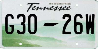 TN license plate G3026W
