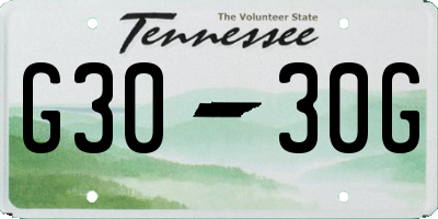 TN license plate G3030G