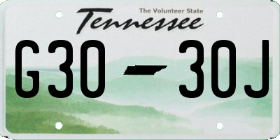 TN license plate G3030J
