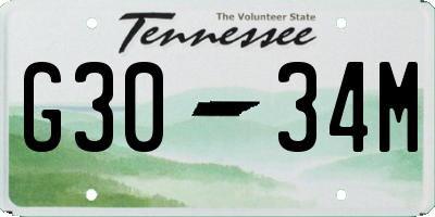 TN license plate G3034M