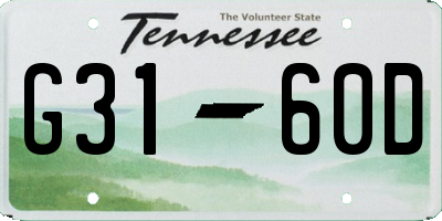 TN license plate G3160D