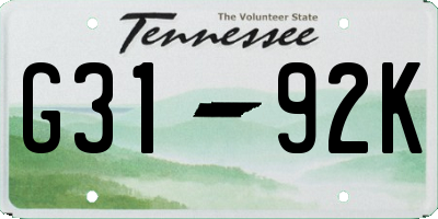 TN license plate G3192K