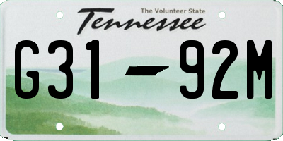 TN license plate G3192M