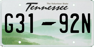 TN license plate G3192N