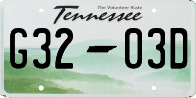 TN license plate G3203D