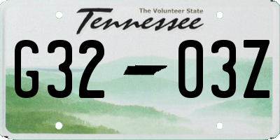 TN license plate G3203Z