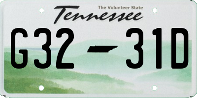 TN license plate G3231D