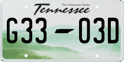 TN license plate G3303D