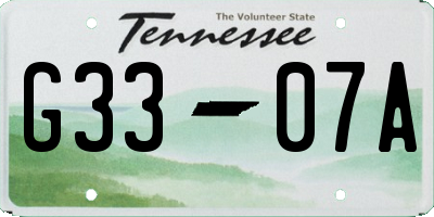 TN license plate G3307A