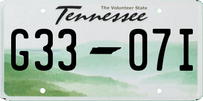 TN license plate G3307I