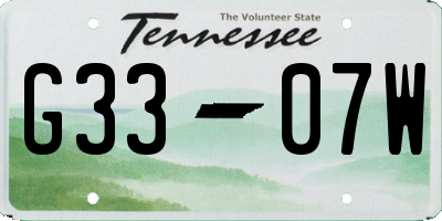TN license plate G3307W