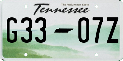 TN license plate G3307Z