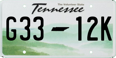 TN license plate G3312K