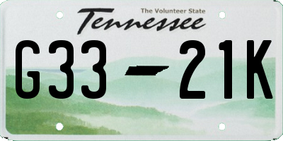 TN license plate G3321K