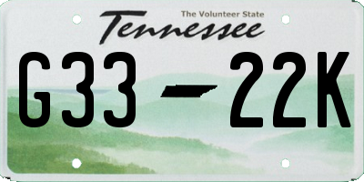TN license plate G3322K
