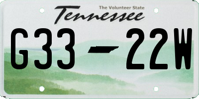 TN license plate G3322W