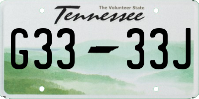 TN license plate G3333J