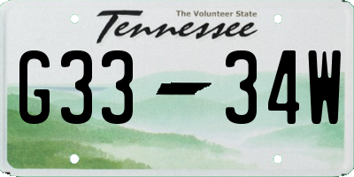 TN license plate G3334W
