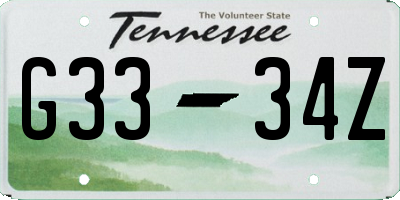 TN license plate G3334Z