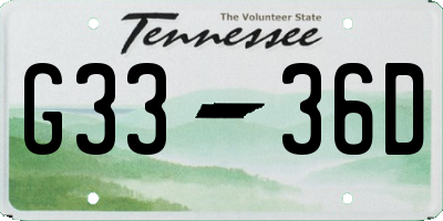 TN license plate G3336D